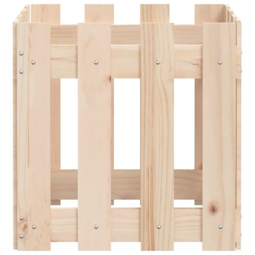 Градинска кашпа с дизайн на ограда 40x40x40 см бор масив
