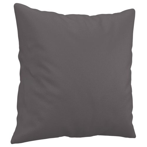 2-местен диван с декоративни възглавници сив 120 см еко кожа