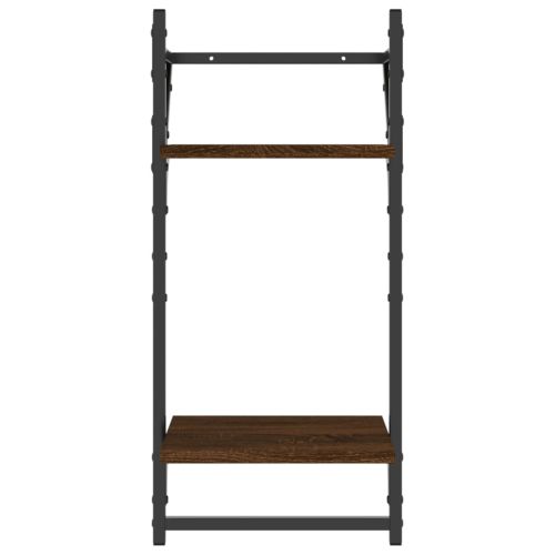 Двуетажни стенни рафтове с пръти 2 бр кафяв дъб 30x25x65 см