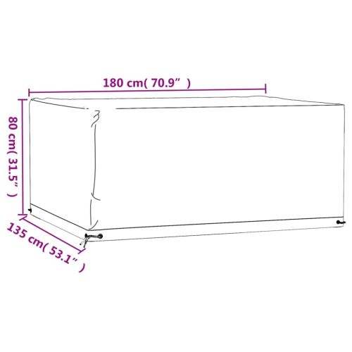 Покривало за градински мебели 8 капси 180x135x80 см правоъгълно