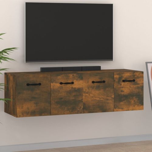 Стенни шкафове 2 бр Опушен дъб 80x35x36,5 см инженерно дърво