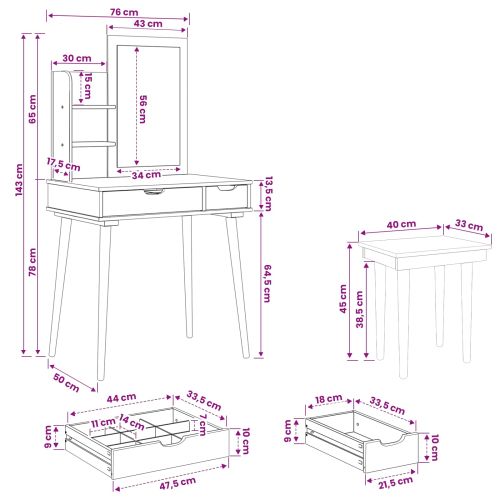 Комплект тоалетно шкафче FAUSKE 4 pcs Бяло 76 x 50 x 143 см