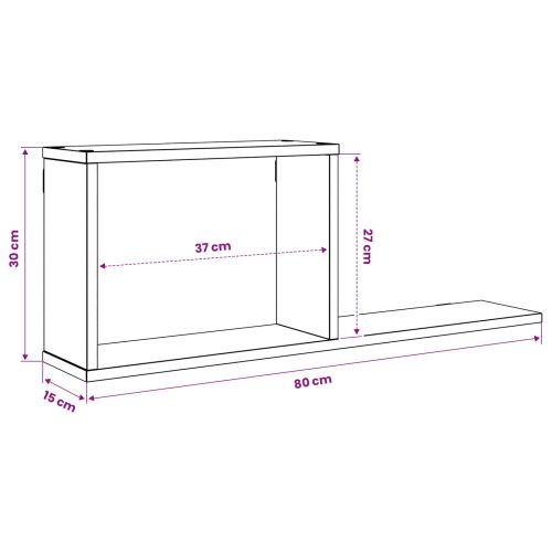 Плаващи рафтове 2 pcs Дъб артизан 80 x 15 x 30 см