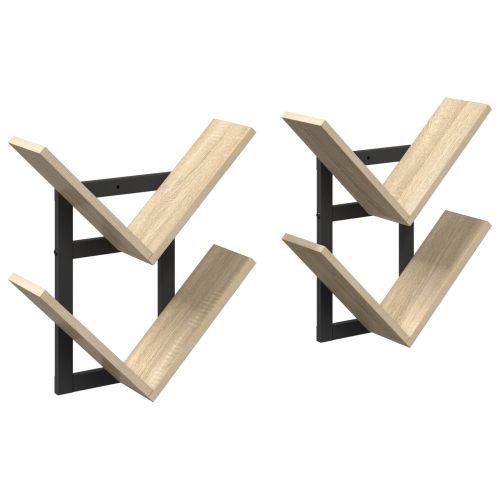 Плаваща стена 2 pcs Дъб сонома 43 x 15 x 47 см