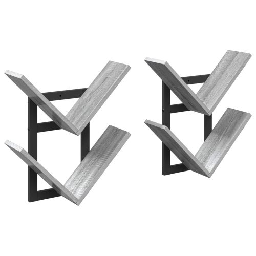 Плаваща стена 2 pcs Сив Сонома 43 x 15 x 47 см