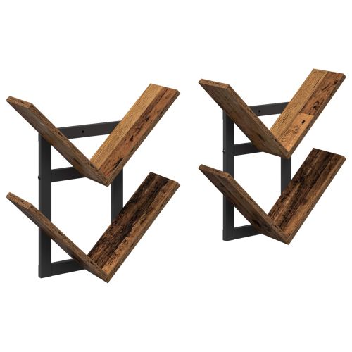 Плаваща стена 2 pcs Старо дърво 43 x 15 x 47 см