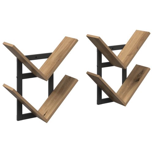 Плаваща стена 2 pcs Дъб артизан 43 x 15 x 47 см