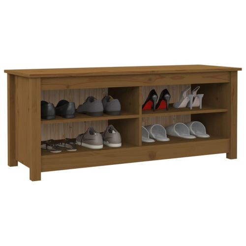 Пейка за обувки меденокафява 110x38x45,5 см борово дърво масив