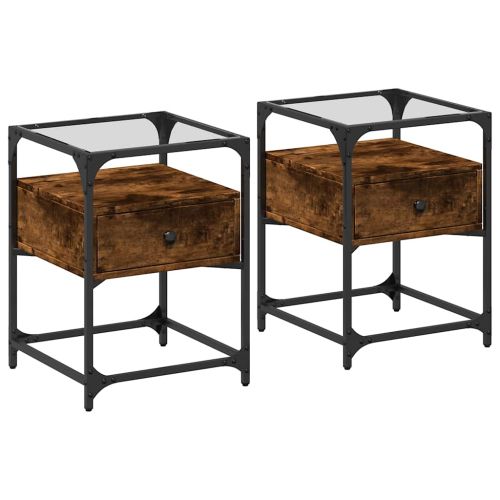 Нощни шкафчета 2 бр опушен дъб 40x40x55 см инженерно дърво
