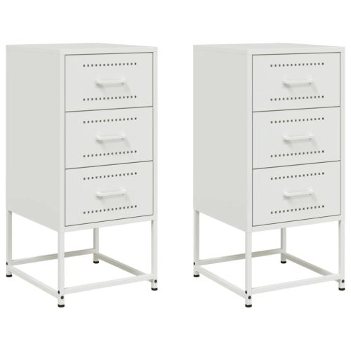 Нощни шкафчета 2 бр бял 36x39x78 см стомана