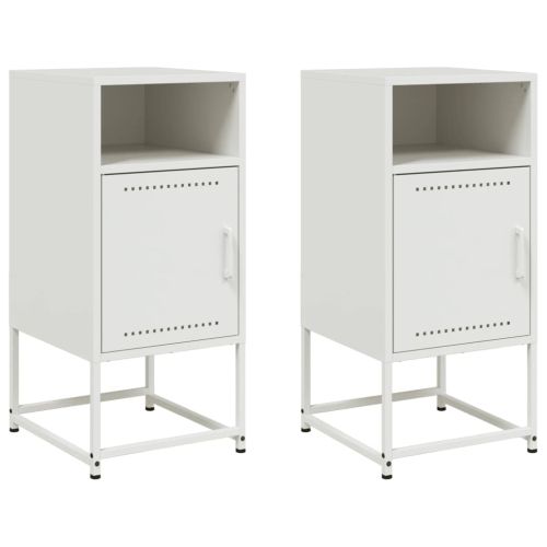 Нощни шкафчета 2 бр бял 36x39x78 см стомана