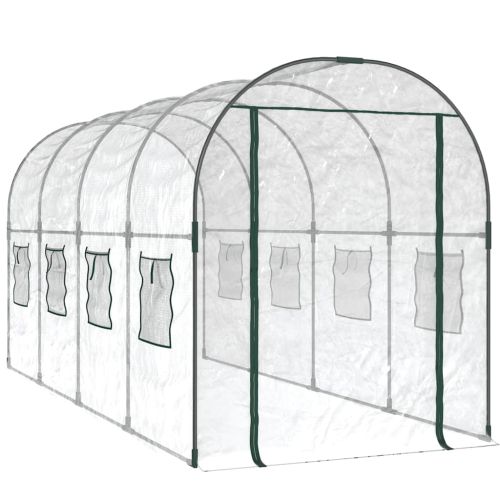 Прозрачна оранжерия 160x400x190 см PVC и стомана с прахова боя