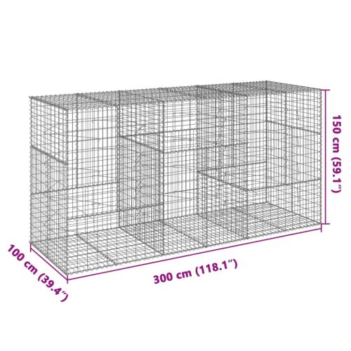 Габионна кошница с покритие, 300x100x150 см, поцинковано желязо