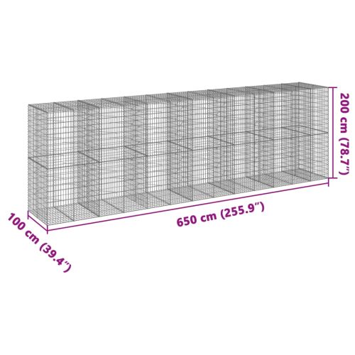 Габионна кошница с покритие, 650x100x200 см, поцинковано желязо