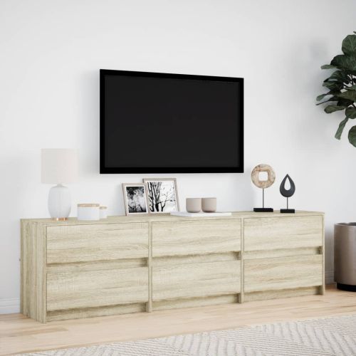 ТВ шкаф с LED, сонома дъб, 180x34x50 см, инженерно дърво