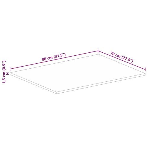Плот за маса 80x70x1,5 см правоъгълен масивно дърво грубо манго