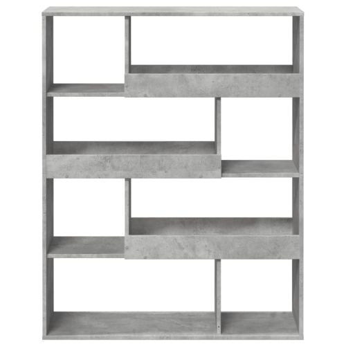 Библиотека, бетонно сива, 100x33x125,5 см, инженерно дърво