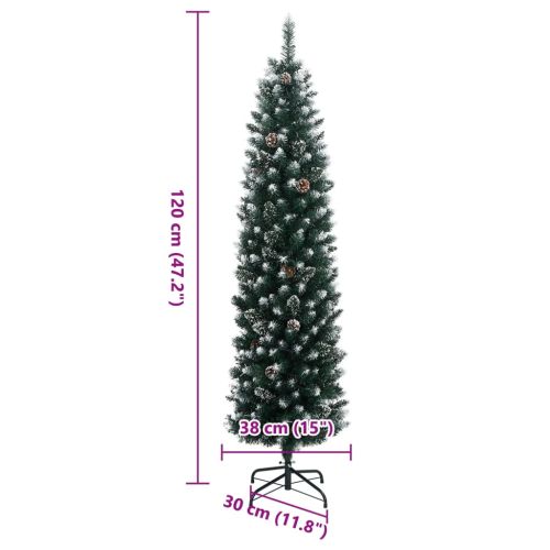 Изкуствена тънка коледна елха, 150 LED, 120 см