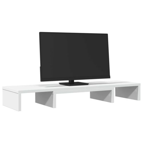 Регулируема стойка за монитор бял 80x24x10,5 см инженерно дърво