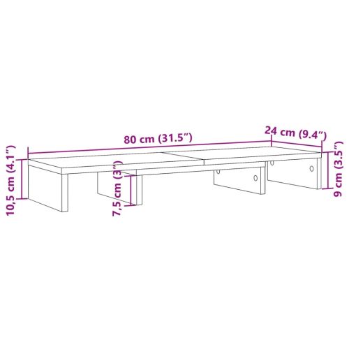 Регулируема стойка за монитор бял 80x24x10,5 см инженерно дърво