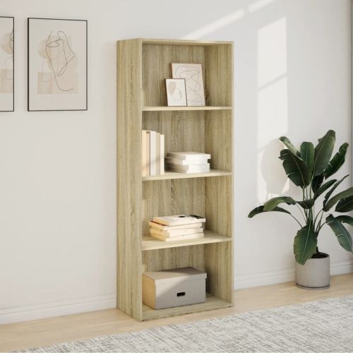 Библиотека, сонома дъб, 60x30x152 см, инженерно дърво