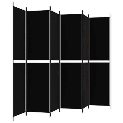 Параван за стая, 6 панела, черен, 300x220 cм, плат