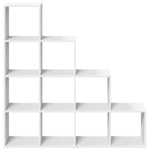 Разделител за стая / библиотека, бял, 4 нива, 131,5x29x131,5 см