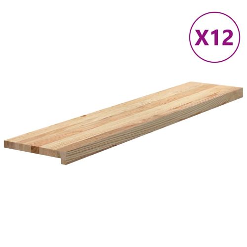 Стълбищни стъпала, 12 бр, 120x25x2 см, необработен масивен дъб