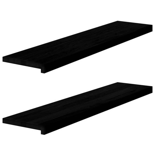 Прозоречни первази, 2 бр, кафяво-черни, 110x30x2 см, дъб масив
