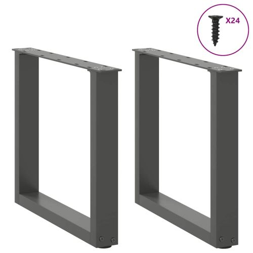Крака за масичка за кафе, U-образни, 2 бр., антрацит, 50x(42-43) см, стомана