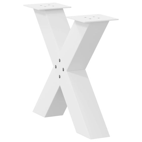 Крака за масичка за кафе, X-образни, 2 бр., бели, 50 x (42-43) см, стомана