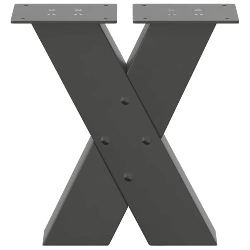 Крака за масичка за кафе, X-образни, 2 бр., антрацит, 40x(30-31) см, стомана