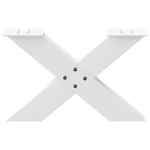 Крака за масичка за кафе, X-образни, 2 бр., бели, 60 x (30-31) см, стомана