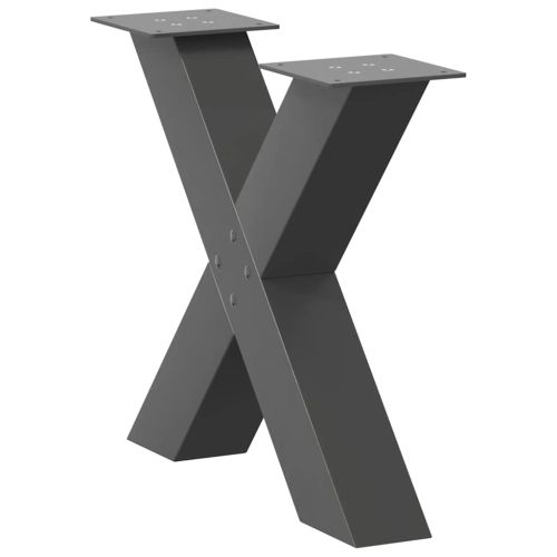Крака за масичка за кафе, X-образни, 2 бр., антрацит, 60 x (42-43) см, стомана