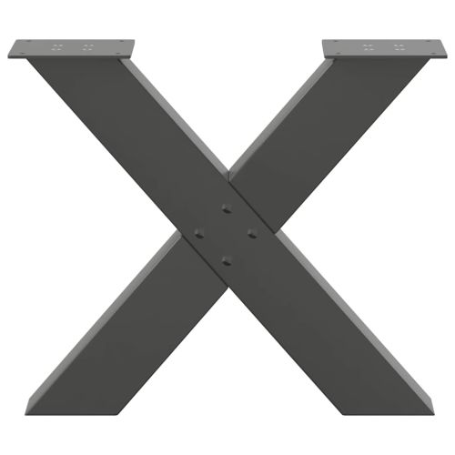 Крака за масичка за кафе, X-образни, 2 бр., антрацит, 60 x (42-43) см, стомана