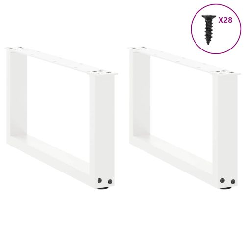 Крака за масичка за кафе, U-образни, 2 бр., бели, 70 x (30-31) см, стомана