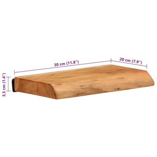 Стенни рафтове, 2 бр, 30x20x3,5 см, акациево дърво масив