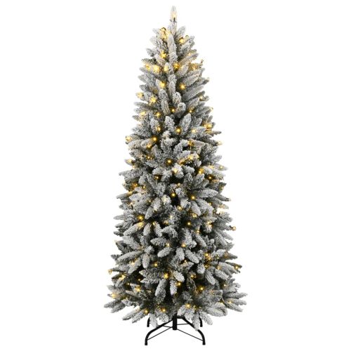 Изкуствена коледна елха с 300 LED и флокиран сняг 240 см