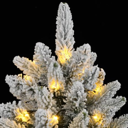 Изкуствена коледна елха с 300 LED и флокиран сняг 240 см