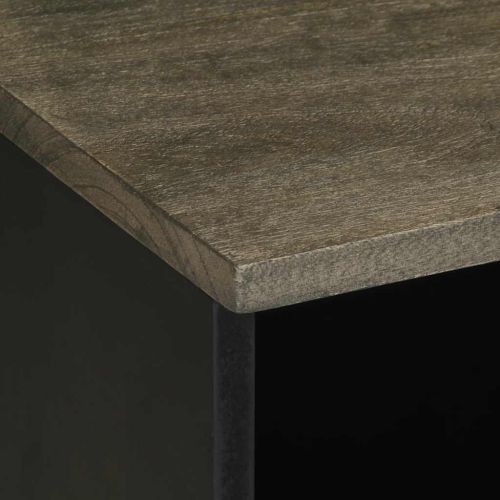 ТВ шкаф, черен, 80x33x46 см, мангово дърво масив