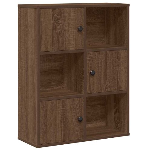 Библиотека, кафяв дъб, 60x24x76,5 см, инженерно дърво