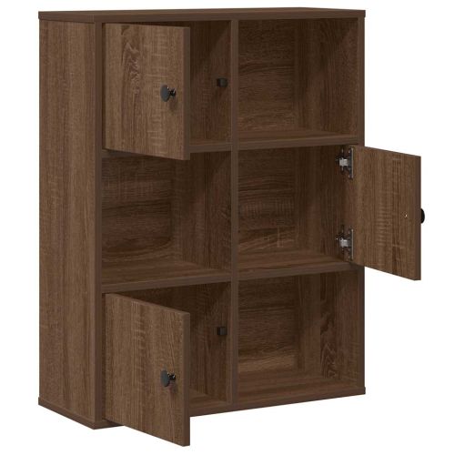 Библиотека, кафяв дъб, 60x24x76,5 см, инженерно дърво