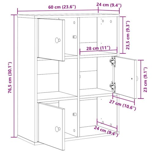 Библиотека, кафяв дъб, 60x24x76,5 см, инженерно дърво