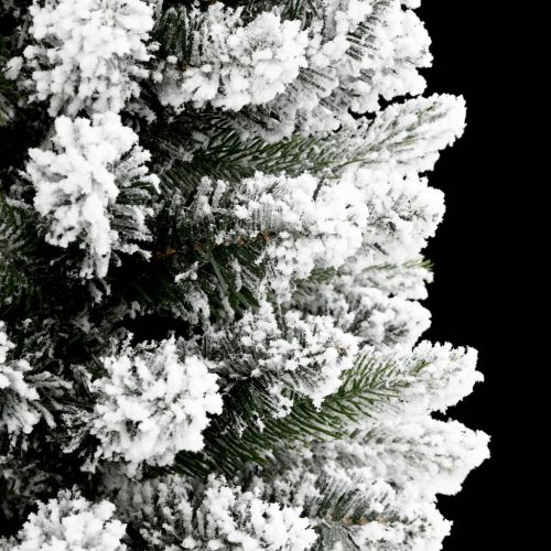 Изкуствена тънка коледна елха с флокиран сняг 210 cm PVC&PE