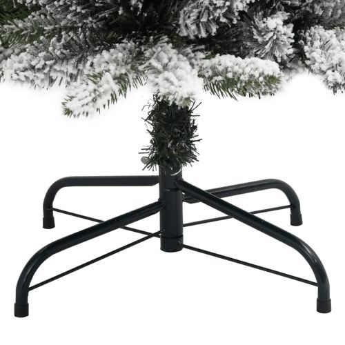 Изкуствена тънка коледна елха с флокиран сняг 210 cm PVC&PE