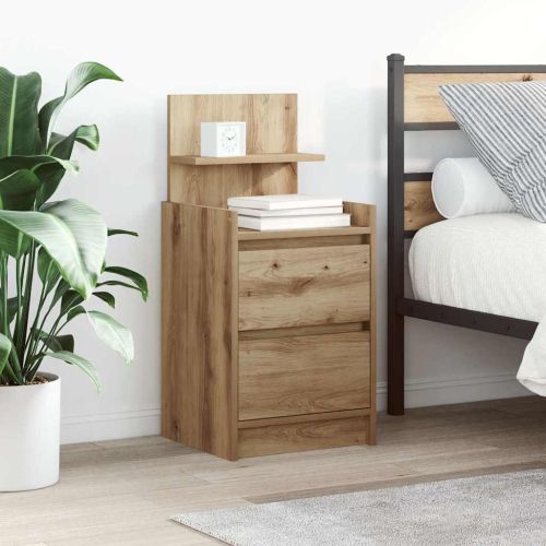 Нощни шкафчета с 2 чекмеджета 2 бр., дъб артизан 38x34x80 см