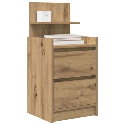 Нощни шкафчета с 2 чекмеджета 2 бр., дъб артизан 38x34x80 см