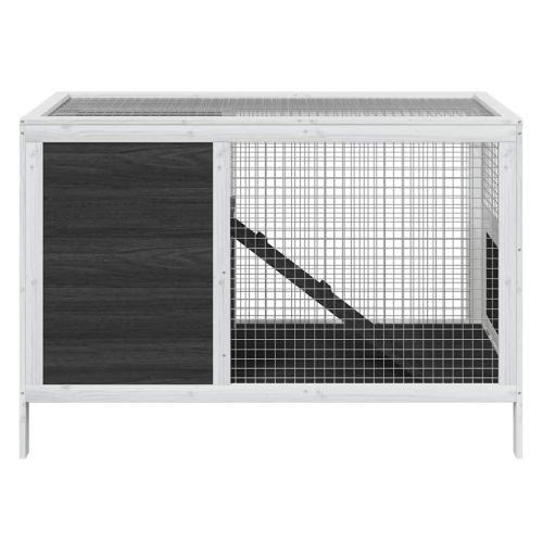 Клетка за зайци сива 103x44x69,5 см борово дърво масив