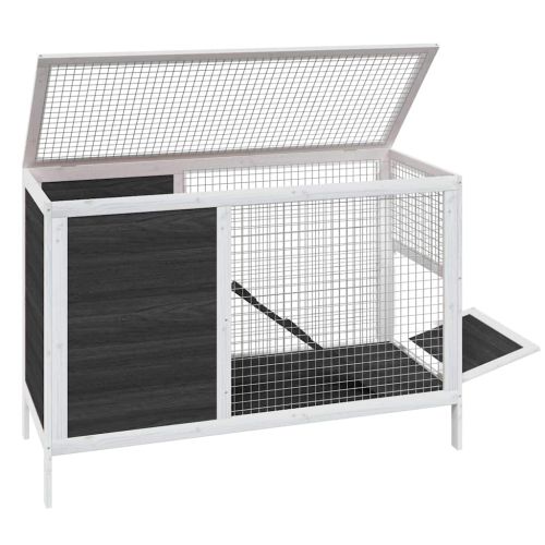 Клетка за зайци сива 103x44x69,5 см борово дърво масив