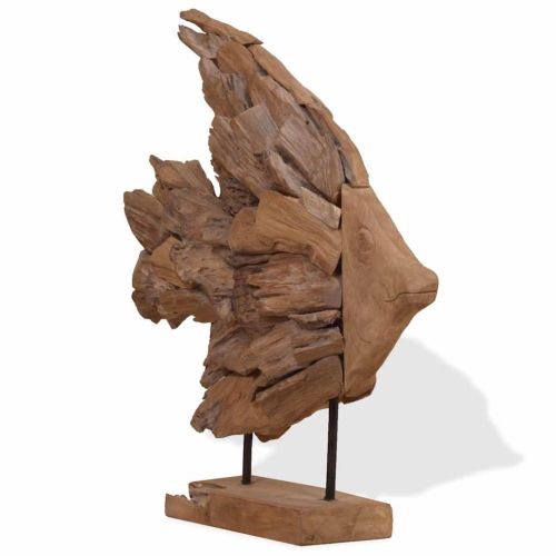 Скулптура на риба Тиково дърво 40x12x57 см